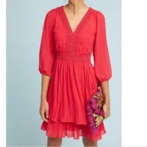 {Anthro} MEADOW RUE Minetta tiered swiss dot dress